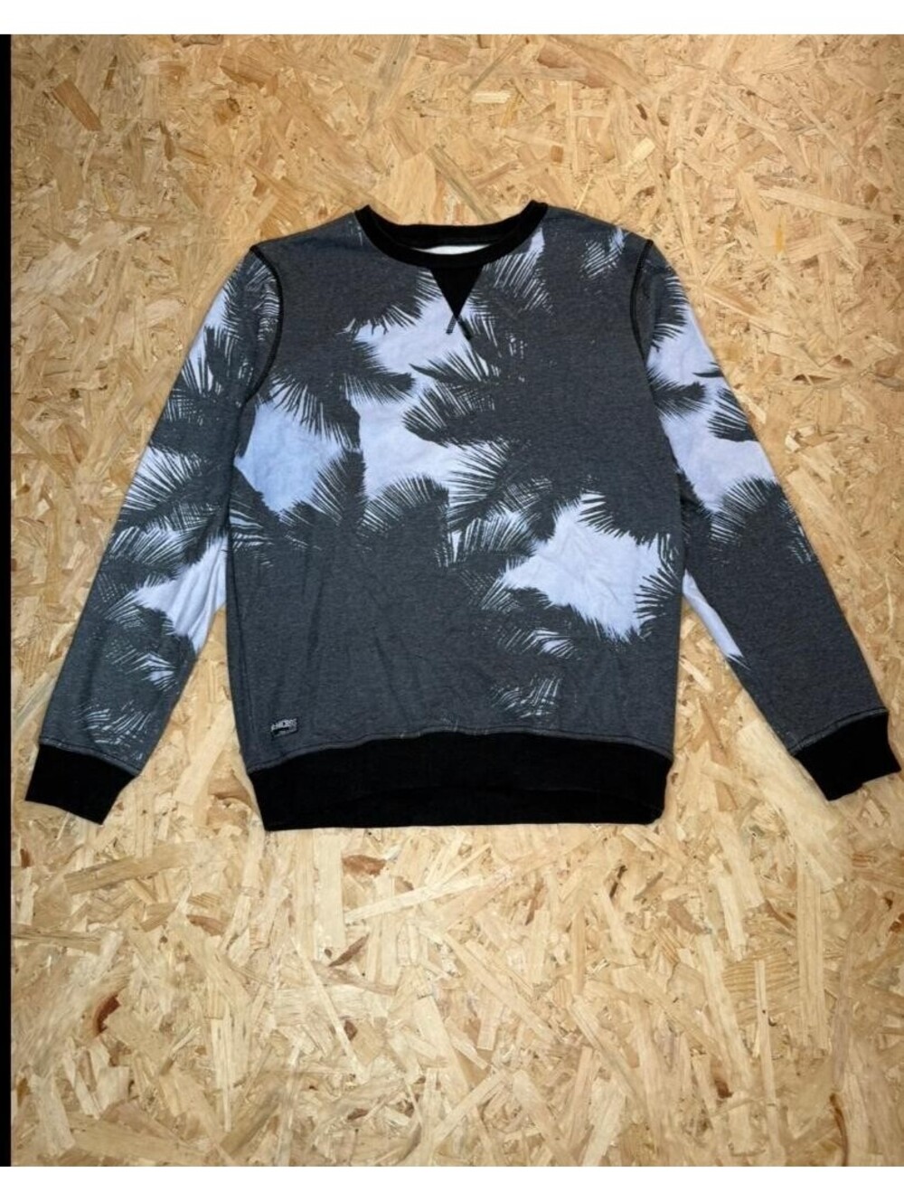 Micros Los Angeles Mens Large Gray Palm Tree Print Crewneck Sweatshirt